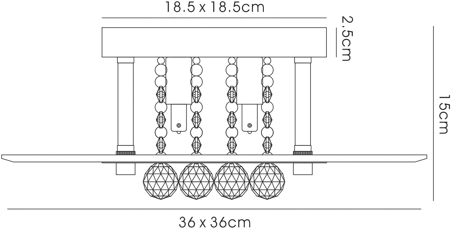 IL30023  Delmar Crystal  Flush Ceiling Square 4 Light Polished Chrome